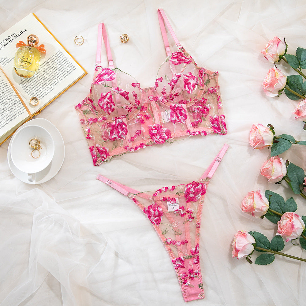 Luxurious Pink lace bra set