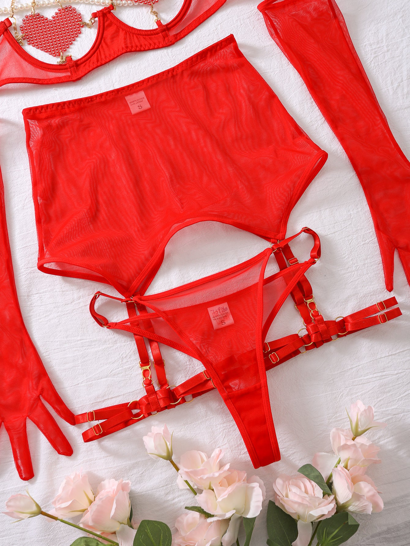 Luxurious Red Lingerie 5 Set