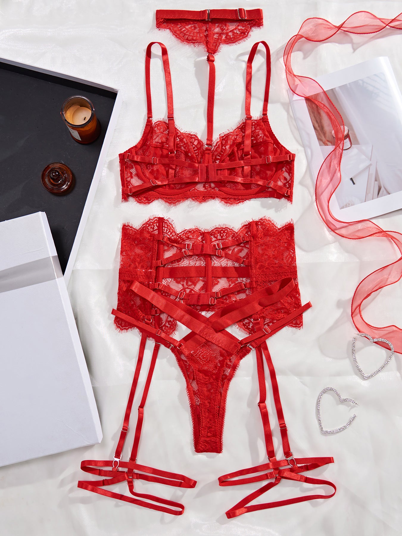 Luxurious Red Lingerie 5 - Set