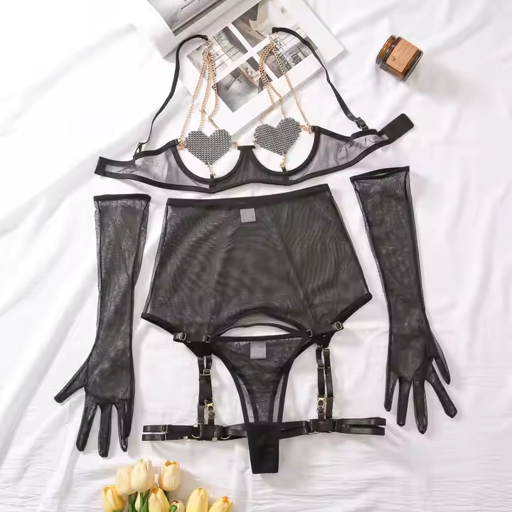 Luxurious Black Lingerie 5 Set